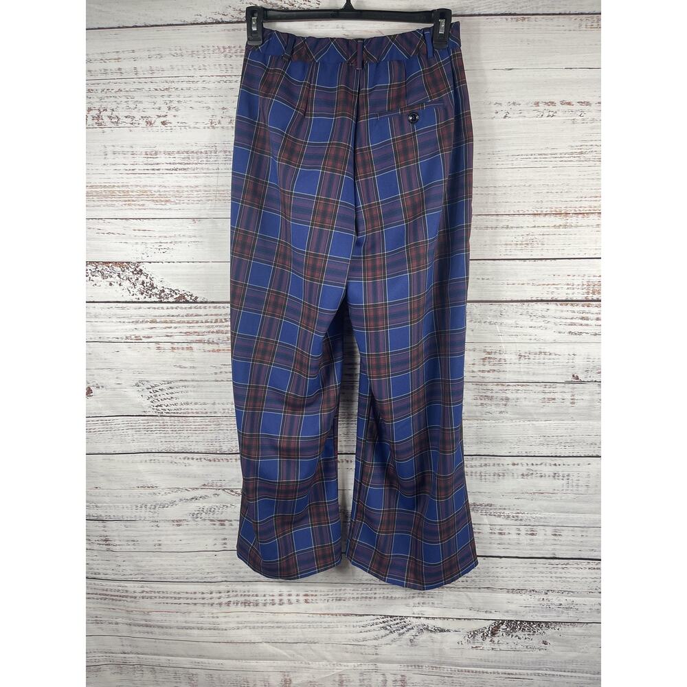 Maeve Anthropologie Pants Women's Small Blue Plaid Wide Leg Elastic Waist Dress - Picture 10 of 11